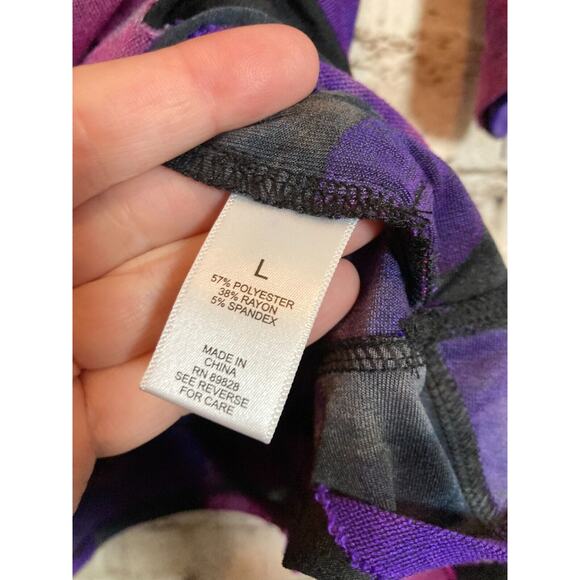 LOGO Lori Goldstein Tunic Top Womens‎ Large Purple Watercolor Tetured Polka Dots - Picture 14 of 15